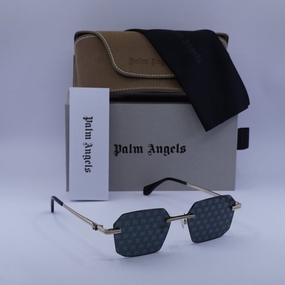Palm Angels PERI10G QUARTZ 7607 Geometric Sunglasses - Gold/Dark Grey - Picture 1 of 11